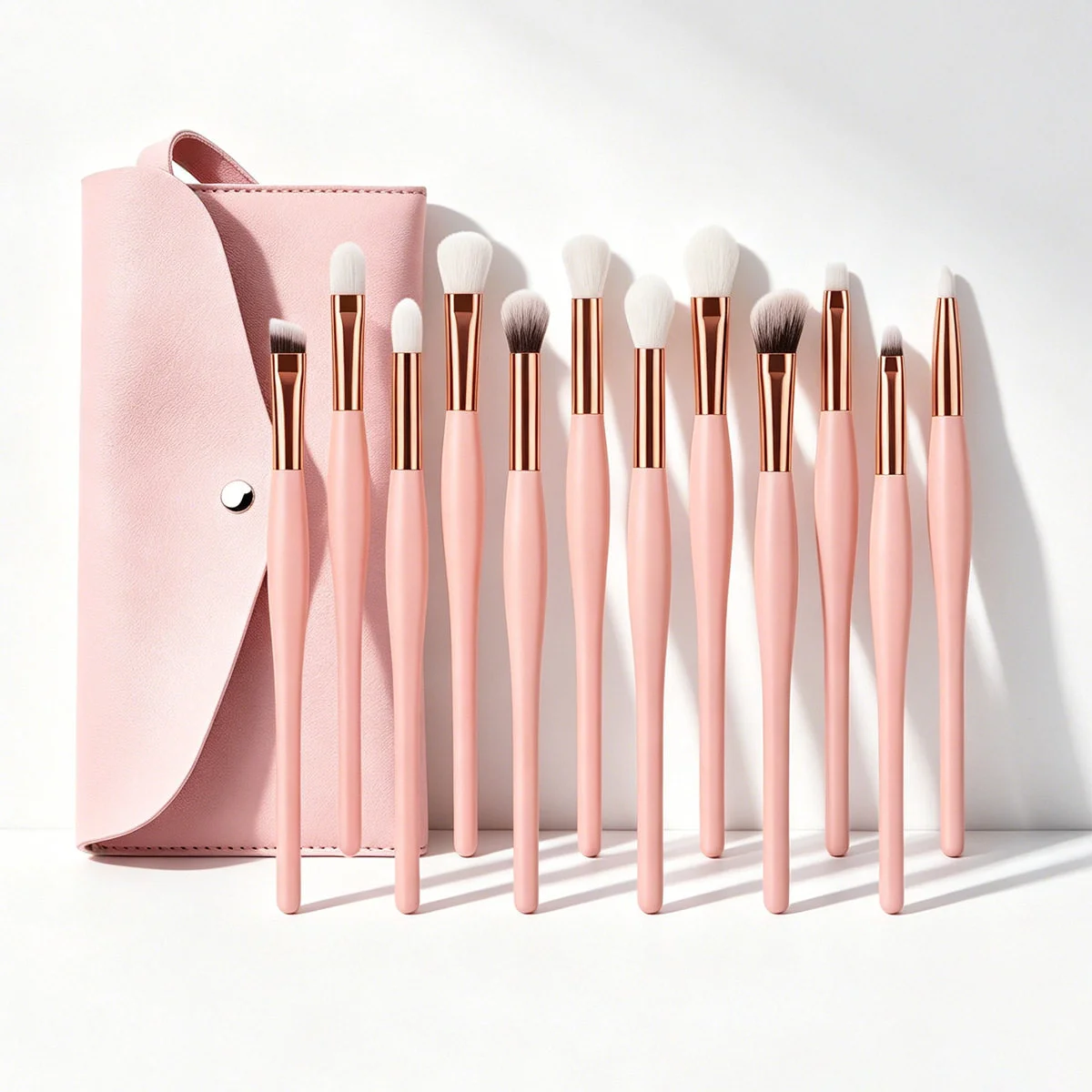 12-Piece Eye Makeup Brush Set, Eyeshadow Brush, Eye Brush, Pink, Makeup Bag